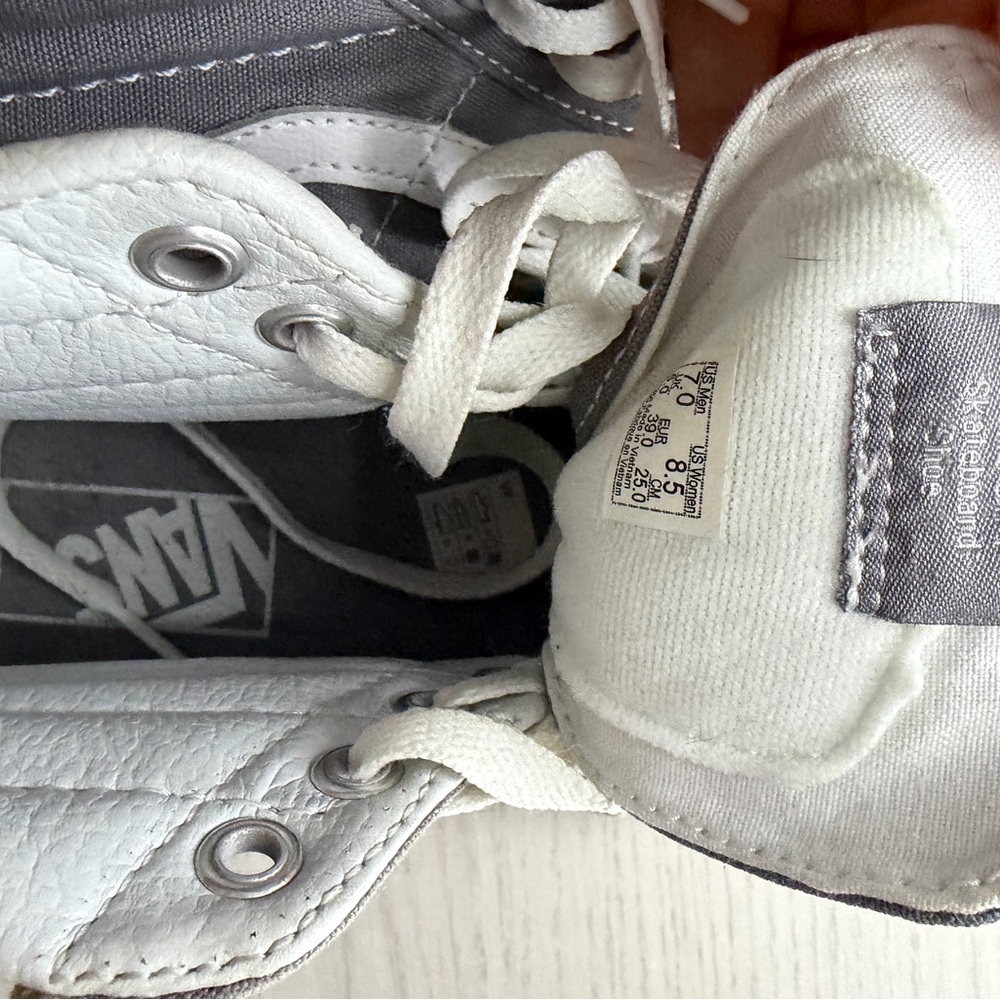 Vans White and Gray High-Top Skate Sneakers - Picture 4 of 5